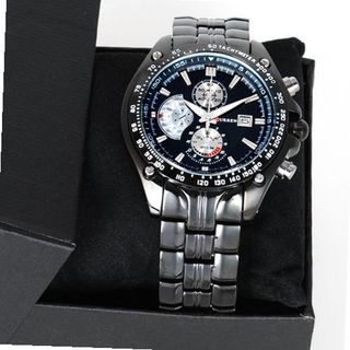 Titanium Black Style Steel Quartz Hour Date Clock Wrist Luxury Sport