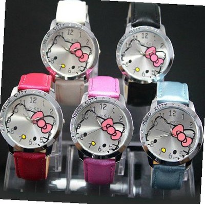 Viliysun-5pcs/lot Hello Kitty Ladies Girls Students Crystal Quartz Wrist es Christmas Gifts & Hello Kitty Pouch + Extra Battery