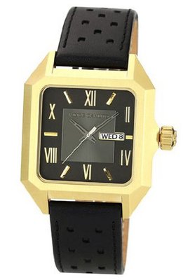 Vince Camuto , Black Leather Strap 39mm VC-1016BKGP