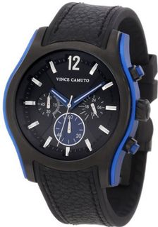 Vince Camuto VC/1008BLBK The Cruiser Black Ion-Plated Blue Aluminum Accented Chronograph
