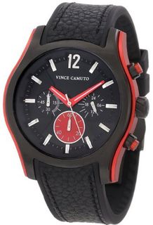 Vince Camuto VC/1008RDBK The Cruiser Black Ion-Plated Red Aluminum Accented Chronograph
