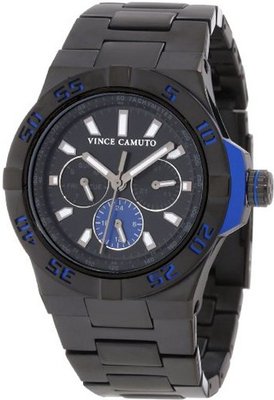 Vince Camuto VC/1009BLBK The Master Blue Aluminum Accented Multi-Function Black Ion-Plated