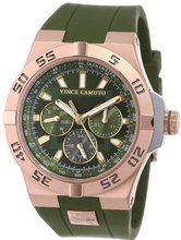 Vince Camuto VC/1010GRRG Master Rose Gold-Tone Multi-Function Dark Green Silicone Strap