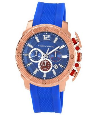 Vince Camuto VC/1019BLRG The Striker Rose Gold-Tone Blue Resin Strap Chronograph