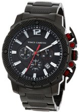 Vince Camuto VC/1020RDBK The Striker Steel Red Accented Black Ionic-Plated Bracelet Chronograph