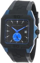 Vince Camuto VC/1026BKBL The Aviator Sport Square Blue Accented Black Silicone Strap