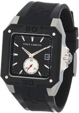 Vince Camuto VC/1026BKSV The Aviator Sport Square Silver-Tone Accented Black Silicone Strap