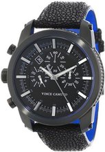 Vince Camuto VC/1030BKTI The Baron Navigator Black Ion-Plated Stingray Leather Strap Chronograph