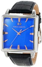 Vince Camuto VC/1038BLSV Coope Square Silver-Tone Black Leather Strap