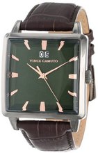 Vince Camuto VC/1038GRDS Coope Square Dark Silver-Tone Black Leather Strap
