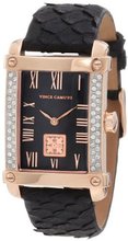 Vince Camuto VC/5008RGBK Leather Swarovski Crystal Accented Rosegold-Tone Black Python Strap
