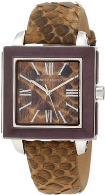 Vince Camuto VC/5021BNBN Leather Brown Ion-Plated Python Strap