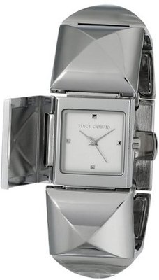 Vince Camuto VC/5027SVSV Silver-Tone Covered Dial Pyramid Bracelet