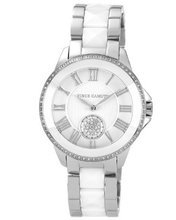 Vince Camuto VC/5047WTSV Round Swarovski Crystal Accented Silver-Tone White Ceramic Bracelet