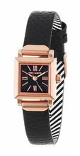 Vince Camuto VC/5064RGBK Rose Gold-Tone Square Black Leather Strap