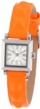 Vince Camuto VC/5069SVOR Silver-Tone Square Neon Orange Pyramid Accented Leather Strap