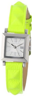 Vince Camuto VC/5069SVYL Silver-Tone Square Neon Yellow Pyramid Accented Leather Strap