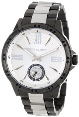 Vince Camuto VC/5091BKTT Swarovski Crystal Accented Black Ion-Plated Silver-Tone Remote Sweep Bracelet