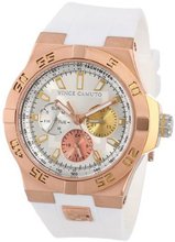 Vince Camuto VC/5110RGWT Rose Gold-Tone Case Multi-Function Dial White Silicone Strap