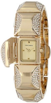 Vince Camuto VC/5126CHGB Swarovski Crystal Accented Gold-Tone Curved Pyramid Bracelet