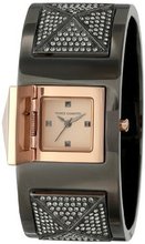 Vince Camuto VC/5153RGTT Swarovski Crystal Accented Gunmetal and Rose Gold-Tone Pyramid Cuff Bangle