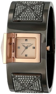 Vince Camuto VC/5153RGTT Swarovski Crystal Accented Gunmetal and Rose Gold-Tone Pyramid Cuff Bangle