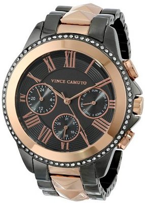 Vince Camuto VC/5157RGTT Swarovski Crystal Accented Gunmetal and Rose Gold-Tone Pyramid Bracelet