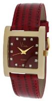 Viva Gold-Tone Sqaure Crystal Marker Red Dial And Red Strap #V2043RD
