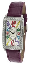 Viva Silver-Tone Crystal Bezel Multi-Color Numbers Purple Strap #V935PR