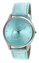 Viva Silver Tone Round Crystal Dial Initial "C" Blue Strap #V1650A-C