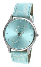 Viva Silver Tone Round Crystal Dial Initial "J" Blue Strap #V1650A-J