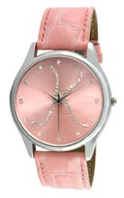 Viva Silver Tone Round Crystal Dial Initial "K" Pink Strap #V1650P-K
