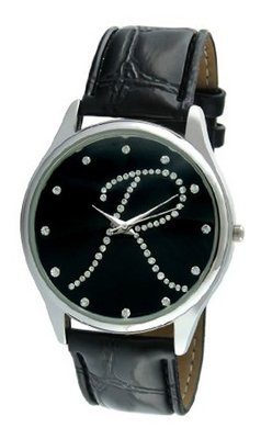 Viva Silver Tone Round Crystal Dial Initial "R" Black Strap #V1650B-R