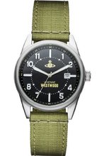 Vivienne Westwood Butlers Wharf Quartz with Black Dial Analogue Display and Green Nylon Strap VV079BKGR