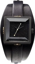 Vivienne Westwood Cube II Quartz with Black Dial Analogue Display and Black Leather Strap VV008MBKBK
