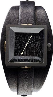 Vivienne Westwood Cube II Quartz with Black Dial Analogue Display and Black Leather Strap VV008MBKBK