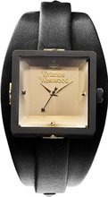 Vivienne Westwood Cube Quartz with Silver Dial Analogue Display and Black Leather Strap VV008BKBK