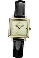 Vivienne Westwood Exhibitor Quartz with Beige Dial Analogue Display and Black Leather Strap VV087GDBK