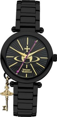 Vivienne Westwood Kensington II Quartz with Black Dial Analogue Display and Black Stainless Steel Bracelet VV006KBK