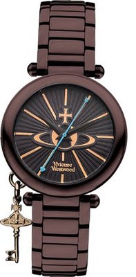 Vivienne Westwood Kensington II Quartz with Black Dial Analogue Display and Brown Stainless Steel Bracelet VV006KBR