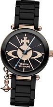 Vivienne Westwood Kensington Quartz with Black Dial Analogue Display and Black Ceramic Bracelet VV067RSBK