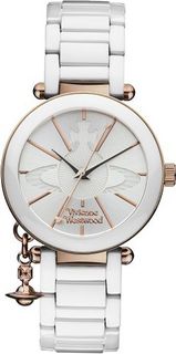 Vivienne Westwood Kensington Quartz with Silver Dial Analogue Display and White Ceramic Bracelet VV067RSWH