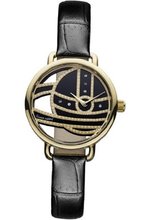 Vivienne Westwood Ladbroke II Quartz with Black Dial Analogue Display and Black Leather Strap VV076GDBK