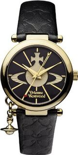 Vivienne Westwood Ladies Orb II Black Leather Strap