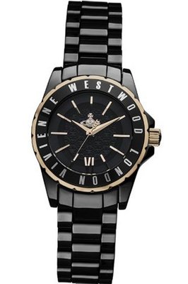 Vivienne Westwood Sloane II Quartz with Black Dial Analogue Display and Black Ceramic Bracelet VV088RSBK