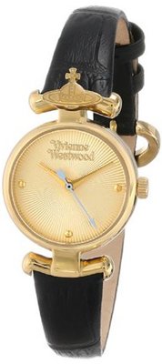 Vivienne Westwood VV090GDBK "Maida" Gold-Tone and Black Leather