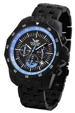 Vostok-Europe - N-1 Rocket Chronograph - Black IP Case & Bracelet w/ Blue Dial