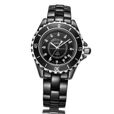 Vufflens J12 0.1 Amber Collection Ceramics Black Rhinestone