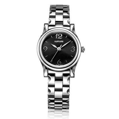 Vufflens V028.330 Amber Collection Sliver Stainless Steel Black Dial Quartz