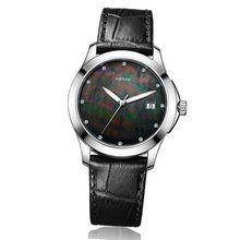 Vufflens V037.330 Amber Collection Black Leather Black Mother-pearl Quartz Couple